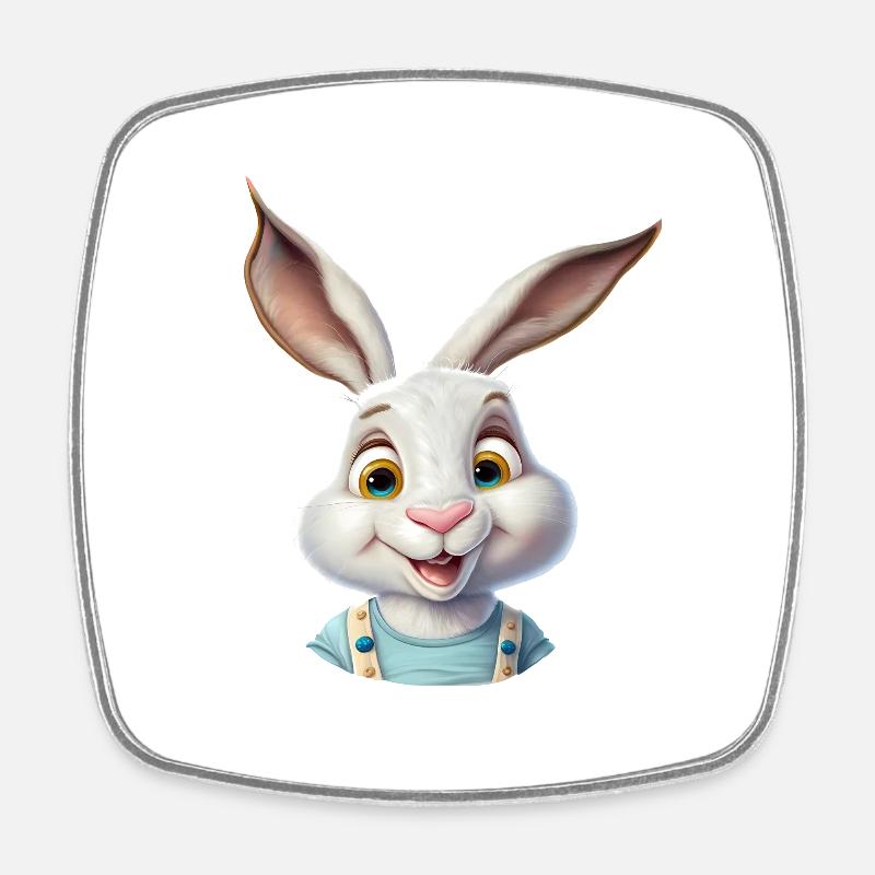 Happy - Square fridge magnet - white