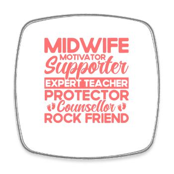Sage-femme LD Travail Obstétricien Cadeau - Magnet carré - blanc - Devant
