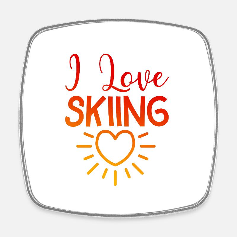 I love skiing - Square fridge magnet - white