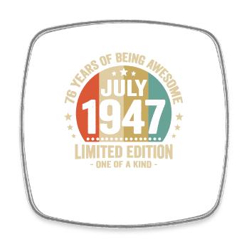 Juli 1947 76 Jahre Jubiläumsgeschenk - Viereckiger Kühlschrankmagnet - Weiß - Vorne