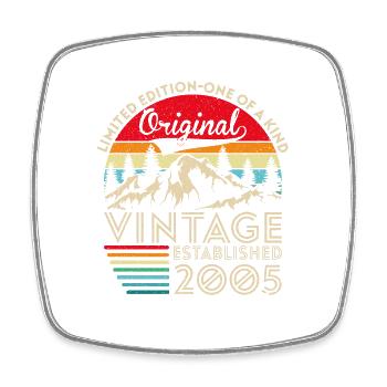 Original vintage established in 2005 anniversary - Square fridge magnet - white - Front