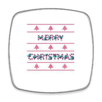 Joyeux Noël - Joyeux Noël Sapins de Noël - Magnet carré - blanc - Devant