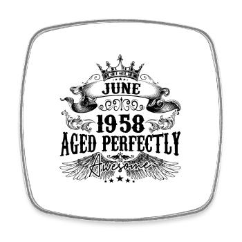 1958| June Aged Perfectly 1958 Geburtstagsgeschenk - Viereckiger Kühlschrankmagnet - Weiß - Vorne