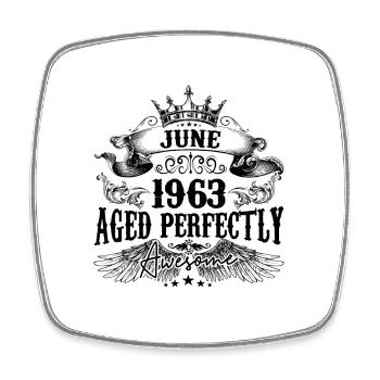 1963 | June Aged Perfectly 1963 Geburtstagsgeschenk - Viereckiger Kühlschrankmagnet - Weiß - Vorne