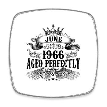 1966 | June Aged Perfectly 1966 Geburtstagsgeschenk - Viereckiger Kühlschrankmagnet - Weiß - Vorne