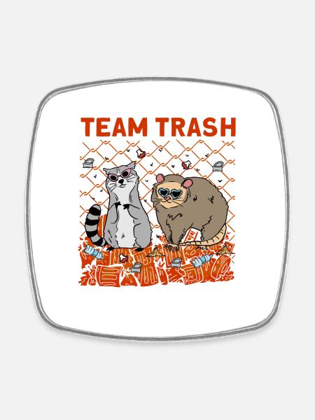 Team Trash - Viereckiger Kühlschrankmagnet - Weiß