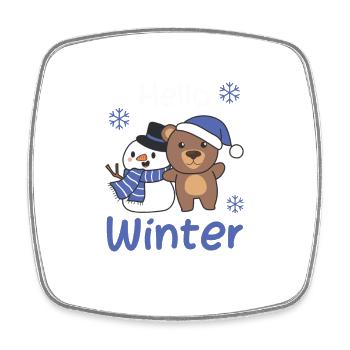 Bär Hello Winter schneemann schnee weihnachten - Viereckiger Kühlschrankmagnet - Weiß - Vorne