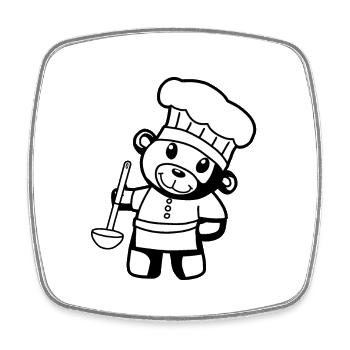 Hobby Chef Culinary Art Teddy Bear Cook Soup Ladle Bear - Square fridge magnet - white - Front
