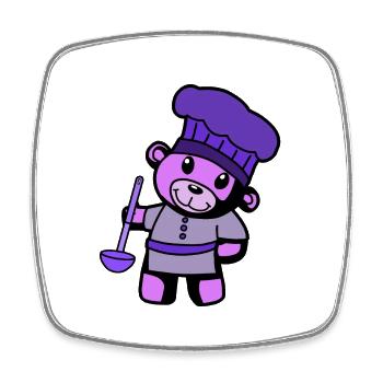 Hobbykoch Kochkunst Teddybär Koch Suppenkelle - Viereckiger Kühlschrankmagnet - Weiß - Vorne