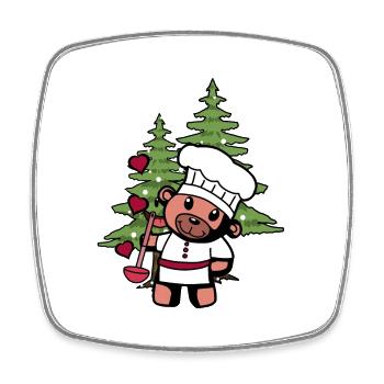 Hobbykoch Teddy Küche Weihnachtsgeschenk Koch - Viereckiger Kühlschrankmagnet - Weiß - Vorne