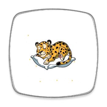 Sleeping Leopard I Nap Periodically - Square fridge magnet - white - Front