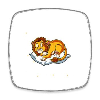 Lion endormi I Sieste périodique - Magnet carré - blanc - Devant