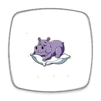 Hippopotame endormi Je fais une sieste périodiquement - Magnet carré - blanc - Devant
