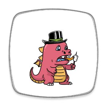 Baby Drache Drachen Dino Dinosaurier Kinder Kind - Viereckiger Kühlschrankmagnet - Weiß - Vorne