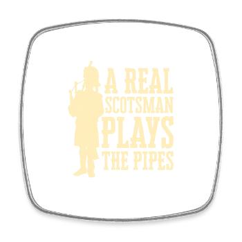 Un vrai Écossais joue de la cornemuse Pipes - Magnet carré - blanc - Devant