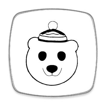 Christmas Polar Bear Winter Bear Snow Animal Vector 3 - Square fridge magnet - white - Front