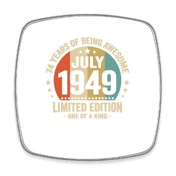 July 1949 74 Years Anniversary Vintage Gift - Square fridge magnet - white - Front