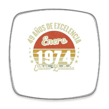 January 1974 Vintage gift of 49 years - Square fridge magnet - white - Front