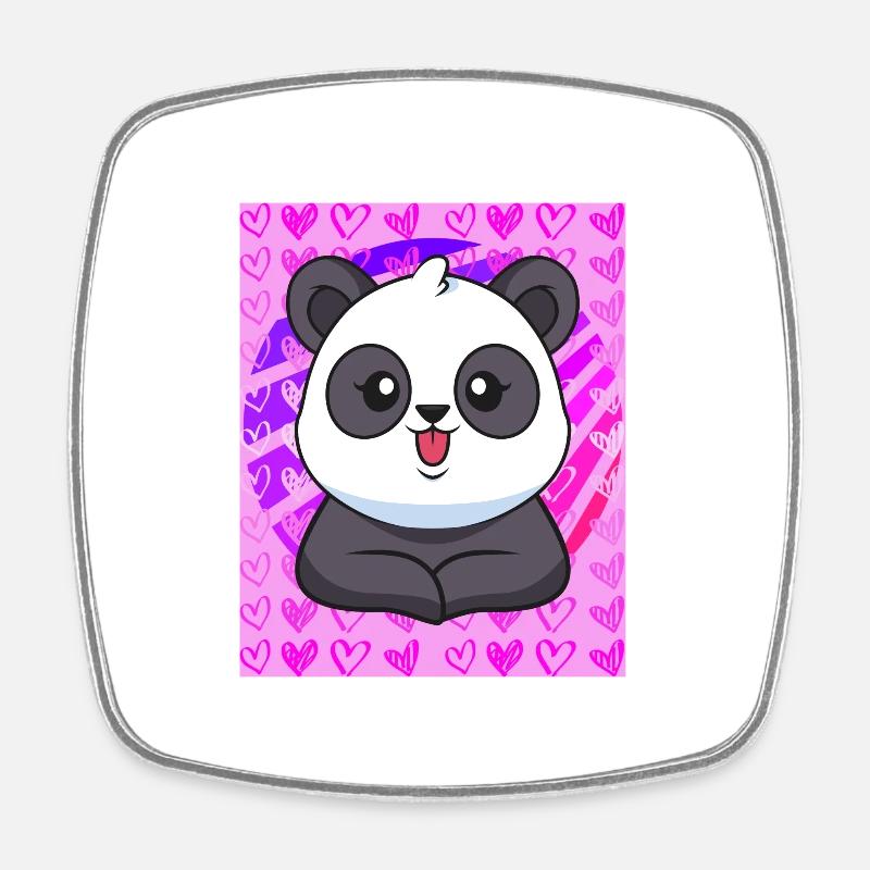 Panda Hearts - Square fridge magnet - white