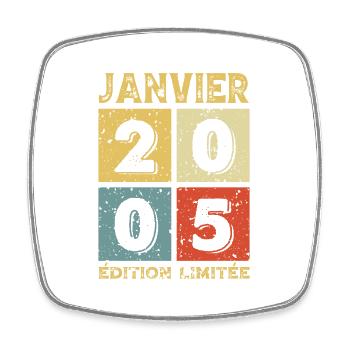 Anniversaire Vintage Idée Cadeau Janvier 2005 - Magnet carré - blanc - Devant
