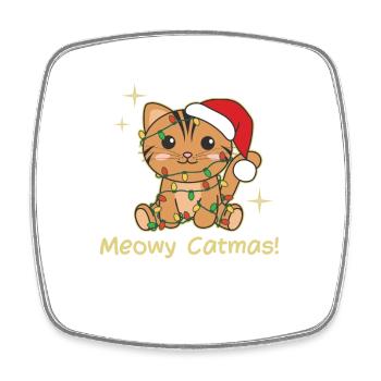 chat animaux de noël mignon chat miaou catmas - Magnet carré - blanc - Devant