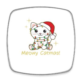 chat animaux de noël mignon chat miaou catmas - Magnet carré - blanc - Devant