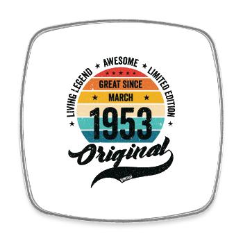 Rétro 70 ans Mars 1953 Anniversaire Vintage Bday - Magnet carré - blanc - Devant