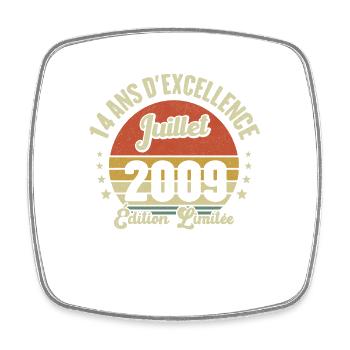 Juillet 2009 14 Ans Anniversaire Vintage Cadeau - Magnet carré - blanc - Devant