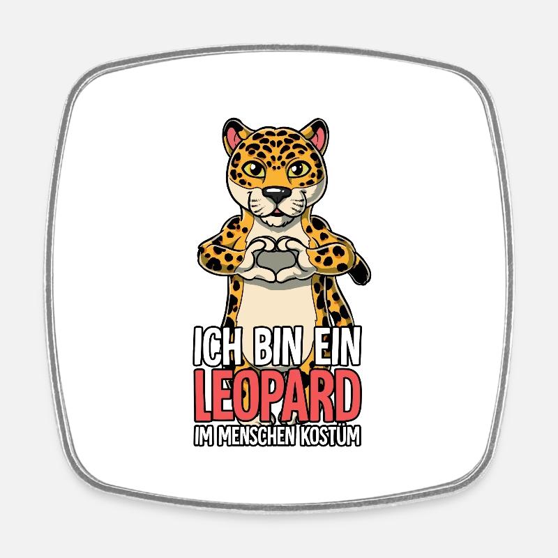 Ich Bin Ein Leopard - Viereckiger Kühlschrankmagnet - Weiß