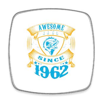 Awesome since 1962. Angel, angler's birthday - Square fridge magnet - white - Front