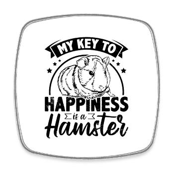 My Key To Happiness Is A Hamster Animal Lover Pet - Viereckiger Kühlschrankmagnet - Weiß - Vorne