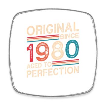 Original since 1980 aged to perfection - Square fridge magnet - white - Front