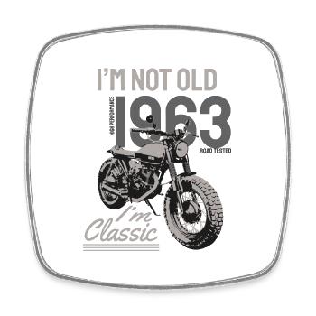 Je ne suis pas vieux, je suis classique. Anniversaire motard 1963 - Magnet carré - blanc - Devant