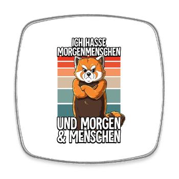 Ich Hasse Morgenmenschen Roter Panda - Viereckiger Kühlschrankmagnet - Weiß - Vorne