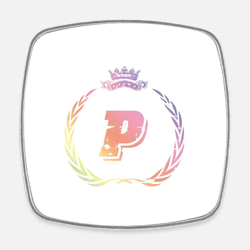 P letter wreath - Square fridge magnet - white