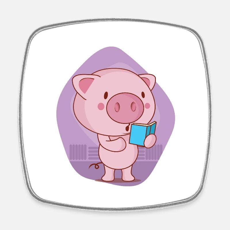 oink oink Reading Time - Square fridge magnet - white