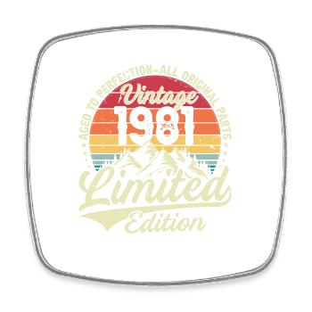 Vintage Birthday Gift 1981 Limited Edition - Square fridge magnet - white - Front