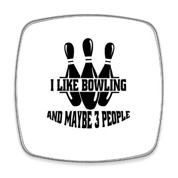 Bowling Cadeau Boule de bowling Kegel Bowler - Magnet carré - blanc - Devant