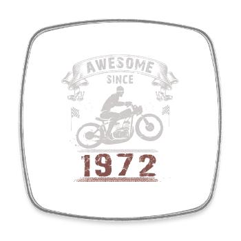 Awesome since 1972, biker 51st birthday - Square fridge magnet - white - Front