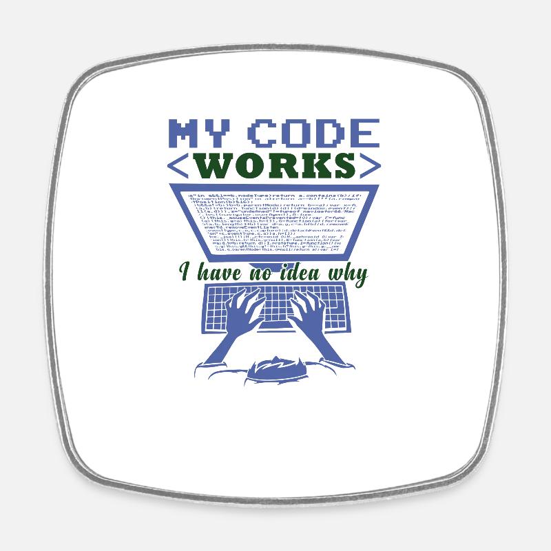 Funny Code Joke Coding - Square fridge magnet - white