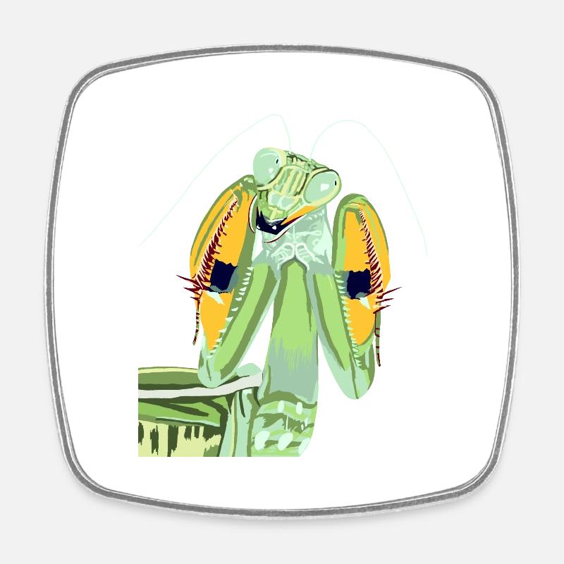 Mantis religiosa mante religieuse de face - Magnet carré - blanc