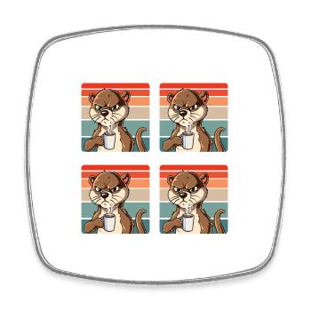 Meine 4 Stimmungen Kaffee Otter - Viereckiger Kühlschrankmagnet - Weiß - Vorne