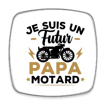 Je suis un futur papa motard - Magnet carré - blanc - Devant
