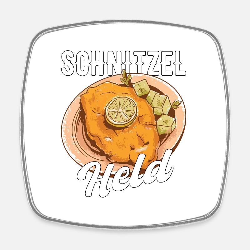 Schnitzel Held Fleisch Geschenk - Viereckiger Kühlschrankmagnet - Weiß
