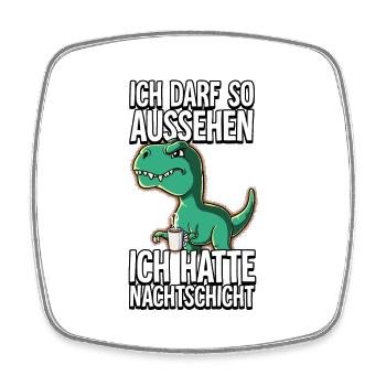 Ich Hatte Nachtschicht Kaffee T-rex - Viereckiger Kühlschrankmagnet - Weiß - Vorne