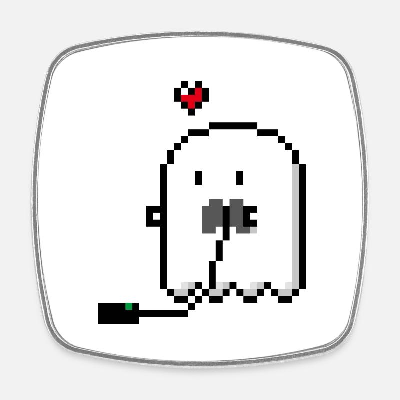 Gamer Ghostie - Square fridge magnet - white