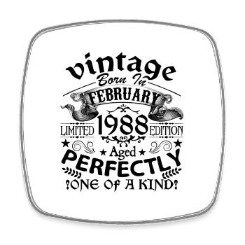 February 1988 | Vintage 1988 | born in February - Square fridge magnet - white - Front