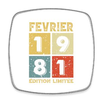 Anniversaire Vintage Idée Cadeau Février 1981 - Magnet carré - blanc - Devant