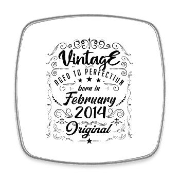Vintage Born in February 2014 Anniversary February - Square fridge magnet - white - Front