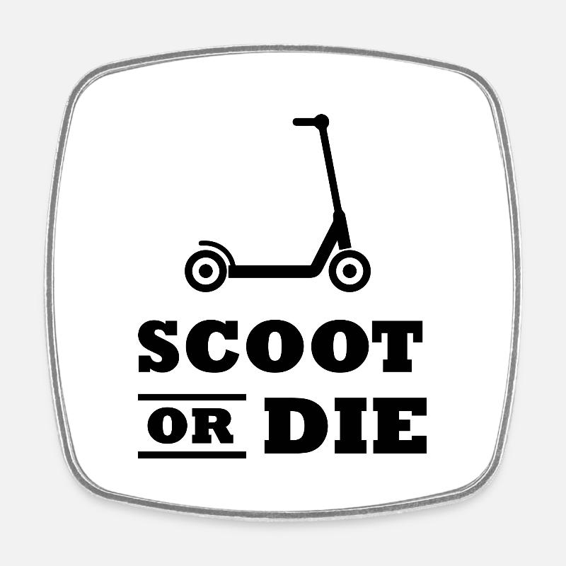 E-Scooter E-Roller Scooter - Viereckiger Kühlschrankmagnet - Weiß